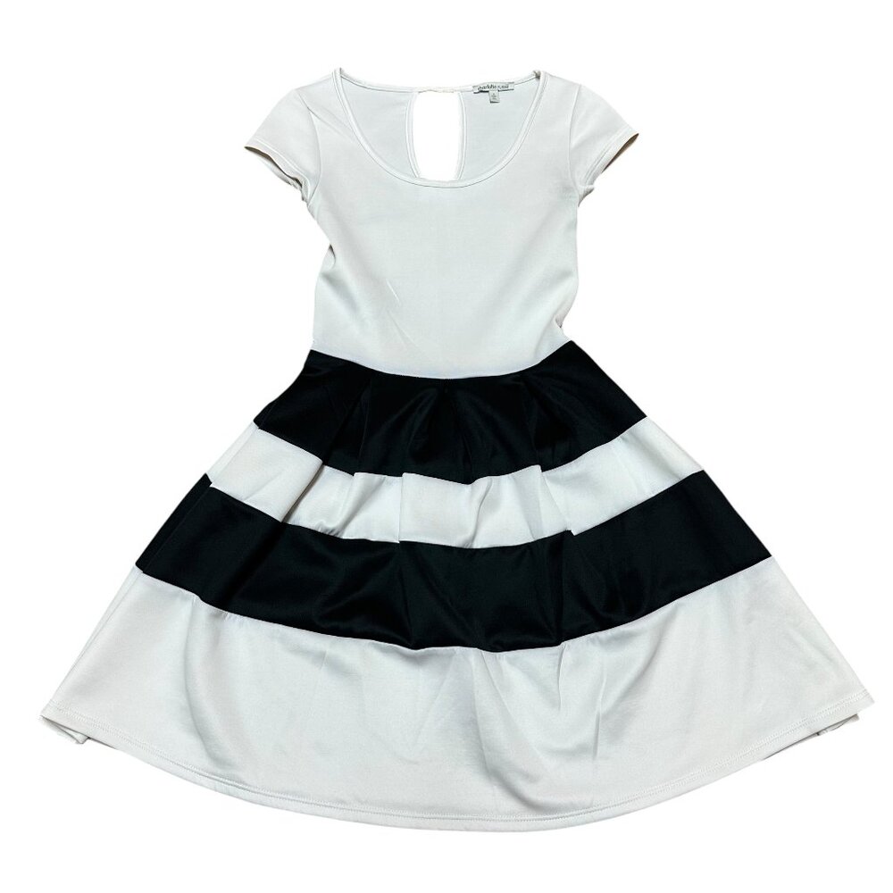 Charlotte Russe - Women's Black and White Striped Fit & Flare Dress - Size S